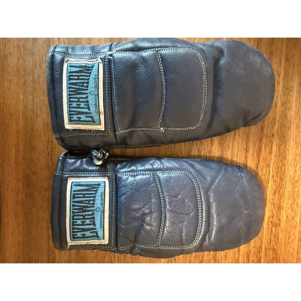 Conroy Everwarm Vintage Sta-Soft Leather Mittens Size Ladies Medium Navy Blue